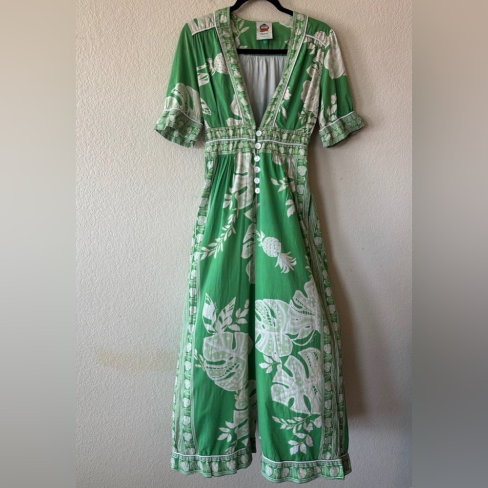 FARM Rio Green and Cream Floral Wide-Leg Jumpsuit - Picture 4 of 5
